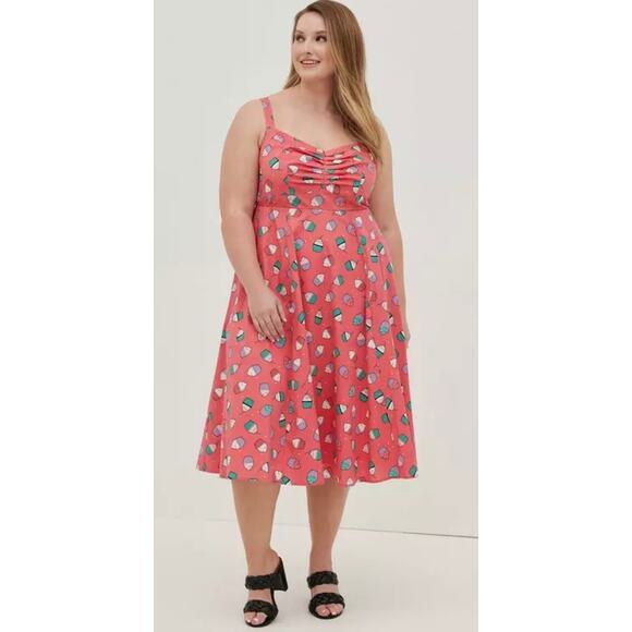 Torrid cupcake dress pockets midi poplin fit flare skater poplin plus size 1X - Picture 1 of 12